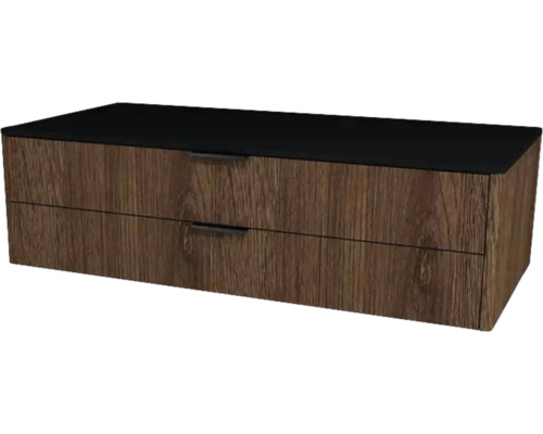 Meuble sous vasque avec 2 tiroirs Devo Lotos lxhxp 110x31x53 cm bronze expressive oak/soft black