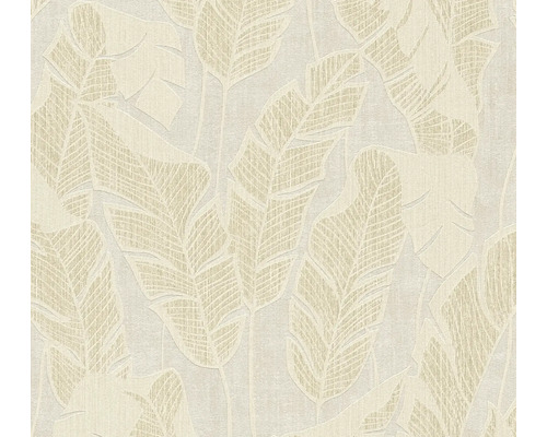 Papier peint intissé Jade 2 feuilles blanc beige doré