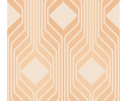 Papier peint intissé 39532-3 Retro Chic lignes orange Papier peint avec motif géométrique en losange