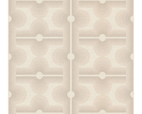 Papier peint intissé 39533-5 Retro Chic graphique beige Motif de papier peint graphique avec cercles et lignes