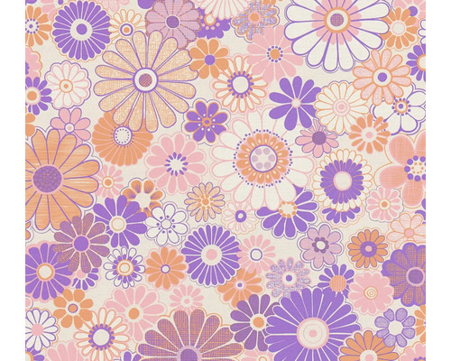 Papier peint intissé 39535-1 Retro Chic fleurs rétro violet