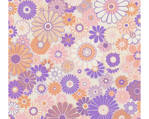 Papier peint intissé 39535-1 Retro Chic fleurs violet Papier peint à fleurs avec motif floral rétro