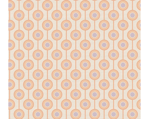 Papier peint intissé 39537-5 Retro Chic cercles orange Motif de papier peint avec cercles et lignes