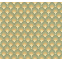 Papier peint avec motif rétro de formes de feuilles