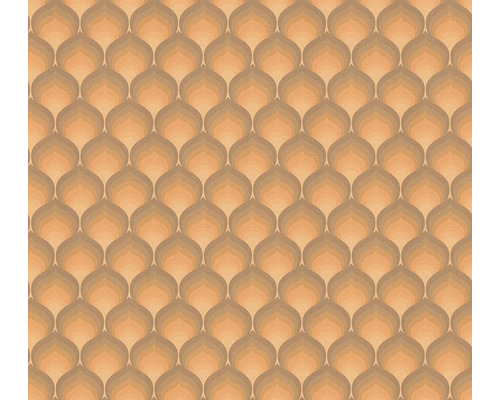 Papier peint intissé 39538-4 Retro Chic graphique marron orange Papier peint avec motif géométrique répétitif