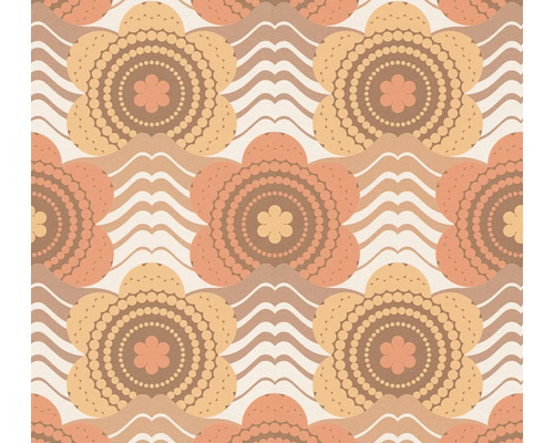 Papier peint intissé 39539-3 Retro Chic fleurs orange Papier peint à motif floral