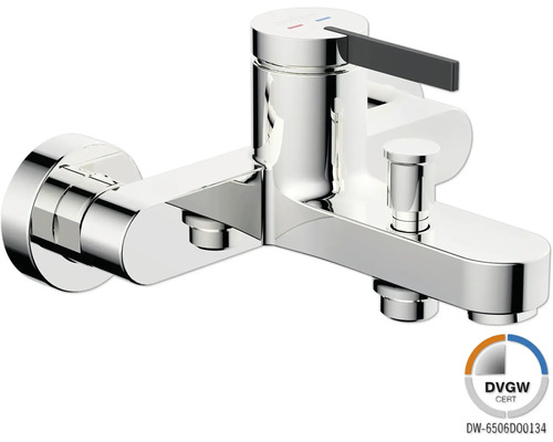 Robinet de baignoire Jungborn SIGMA contrôlé selon DVGW chrome noir Robinet de baignoire avec certification DGVW