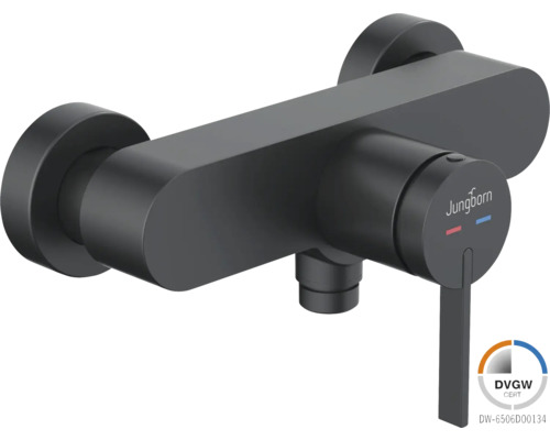 Jungborn Duscharmatur SIGMA DVGW geprüft schwarz matt Jungborn Duscharmatur zur Wandmontage mit DVGW Zertifikat