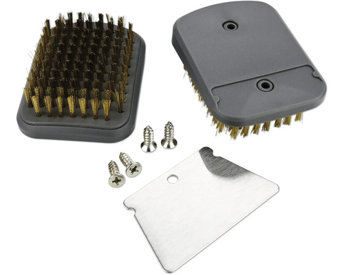 TENNEKER Tête de brosse de rechange set de 2 pièces Brosse de barbecue avec poils en acier, vis et grattoir en métal
