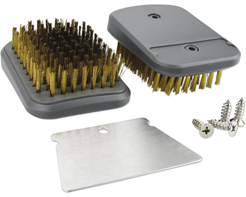 Brosse pour barbecue avec poils en laiton, grattoir et vis