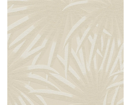 Papier peint intissé 39338-2 Casual Living feuilles de palmier beige Papier peint motif feuille de palmier