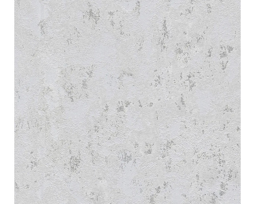 Papier peint intissé 39387-2 Casual Living enduit gris argent Papier peint avec structure d''enduit