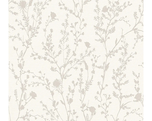 Papier peint intissé Casual Living fleurs des prairies blanc gris