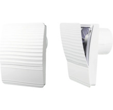 Deux aérateurs de salle de bain blancs avec un motif ondulé