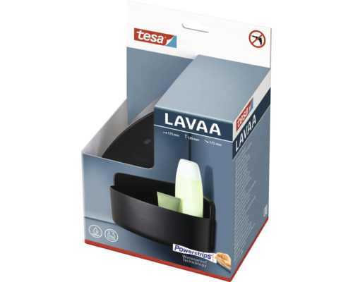 Étagère d''angle Tesa Lavaa avec fixation Powerstrips dans sa boîte