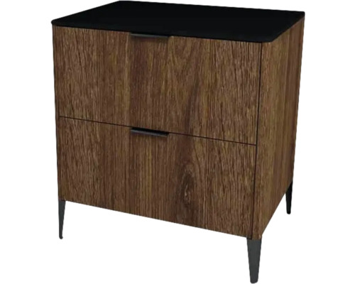 Meuble sous vasque avec 2 tiroirs Devo Lotos lxhxp 70x76x53 cm bronze expressive oak/soft black Meuble sous vasque avec 2 tiroirs Devo Lotos lxhxp 70x76x53 cm bronze expressive oak/soft black
