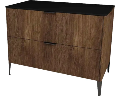 Meuble sous vasque avec 2 tiroirs Devo Lotos lxhxp 100x76x53 cm bronze expressive oak/soft black