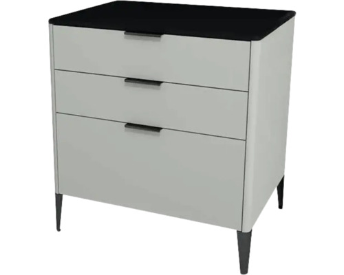 Meuble sous vasque avec 3 tiroirs Devo Lotos lxhxp 70x76x53 cm perfect touch gris acier/soft black