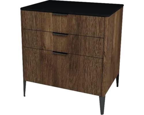 Waschtischunterschrank mit 3 Schubladen Devo Lotos BxHxT 70x76x53 cm bronze expressive oak/soft black