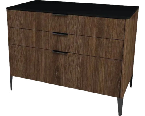 Meuble sous vasque avec 3 tiroirs Devo Lotos lxhxp 100x76x53 cm bronze expressive oak/soft black