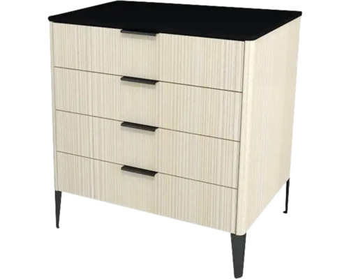 Meuble sous vasque avec 4 tiroirs Devo Lotos lxhxp 70x76x53 cm structure avola blanc crème/soft black