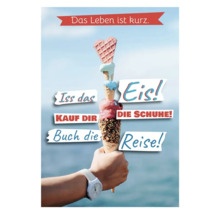 Dekoratives Poster mit Eis, Schuhen und Reise-Motiven