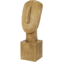 Dekorative Skulptur eines stilisierten Kopfes auf einem Sockel