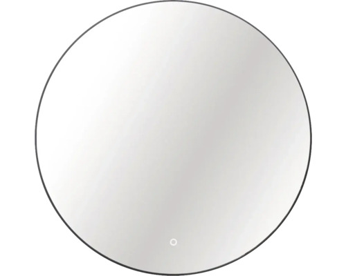 Miroir à cadre LED Cordia Round Line LxHxP 100x100x2.5 cm noir