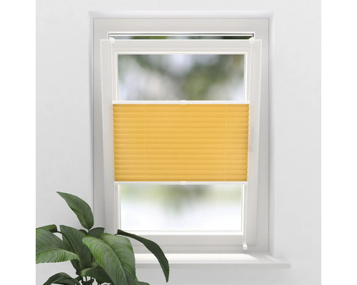 Store plissé SOLUNA avec guidage latéral sans perçage orange 70x130 cm Store plissé jaune sur la fenêtre pour l''ombrage