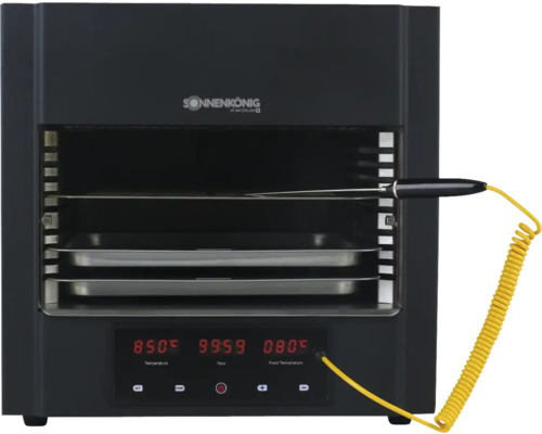 Elektrogrill Sonnenkönig 2600 W schwarz inkl. Fettauffangschale und Grillrost Sonnenkönig Ofen mit Temperaturanzeige und Garraum mit Blechen