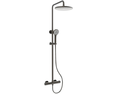 Duschsäule inkl, Thermostat Jungborn Lambda anthrazit glänzend NP-GRD008GM Duschsäule mit Kopfbrause und Handbrause