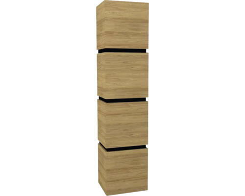 Armoire haute suspendue avec 4 portes et 3 tiroirs Devo Viva 2.0 droite lxhxp 40x170x35 cm natural hickory