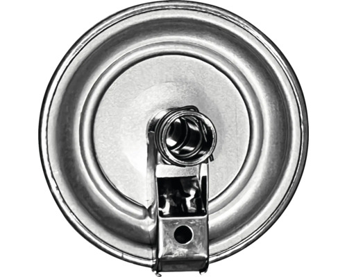 Vue détaillée d''un couvercle de seau à peinture avec mécanisme de fermeture en métal