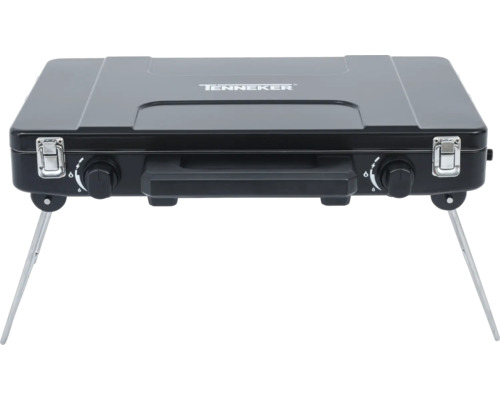 Tenneker Gaskocher mit zwei Brennern und ausklappbaren Füßen
