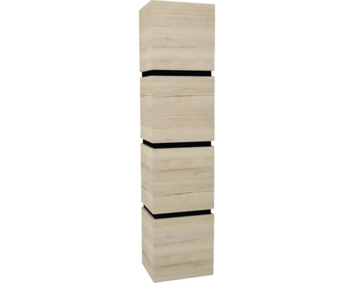 Armoire haute suspendue avec 4 portes et 3 tiroirs Devo Viva 2.0 droite lxhxp 40x170x35 cm oak halifax white