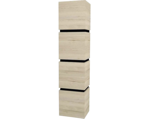 Armoire haute suspendue avec 4 portes et 3 tiroirs Devo Viva 2.0 gauche lxhxp 40x170x35 cm oak halifax white