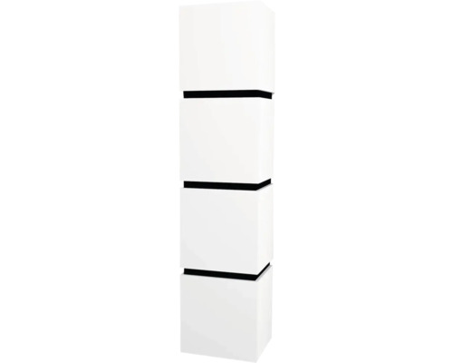 Armoire haute suspendue avec 4 portes et 3 tiroirs Devo Viva 2.0 gauche lxhxp 40x170x35 cm premium white supermat