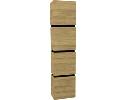 Armoire haute suspendue avec 4 portes et 3 tiroirs Devo Viva 2.0 droite lxhxp 40x170x26 cm natural hickory