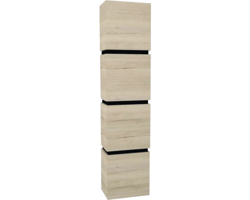 Armoire haute suspendue avec 4 portes et 3 tiroirs Devo Viva 2.0 droite lxhxp 40x170x26 cm oak halifax white