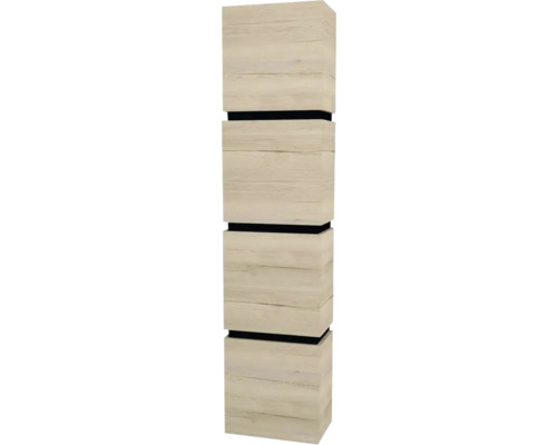 Armoire haute suspendue avec 4 portes et 3 tiroirs Devo Viva 2.0 gauche lxhxp 40x170x26 cm oak halifax white