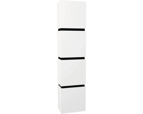 Armoire haute suspendue avec 4 portes et 3 tiroirs Devo Viva 2.0 droite lxhxp 40x170x26 cm premium white supermat