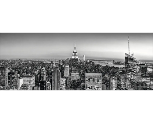Crédence de cuisine mySpotti Profix Lenni villes 160 x 60 cm PX-16060-1577-HB Photo en noir et blanc de la skyline de New York avec l''Empire State Building
