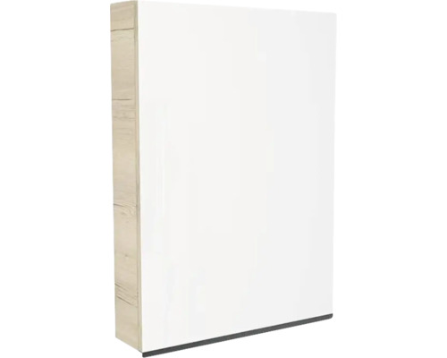 Armoire de toilette Devo Viva 2.0 droite lxhxp 60x85x15 cm oak halifax white Corps d''étagère avec effet bois et façade blanche