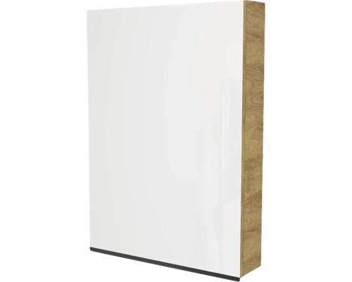 Armoire de toilette Devo Viva 2.0 gauche lxhxp 60x85x15 cm natural hickory Meuble haut blanc avec structure en bois