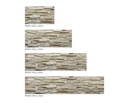 Différentes tailles de parements en pierre Profix comme décoration murale