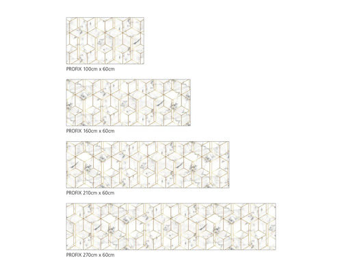 Films décoratifs PROFIX de différentes tailles avec aspect marbre et motif géométrique doré