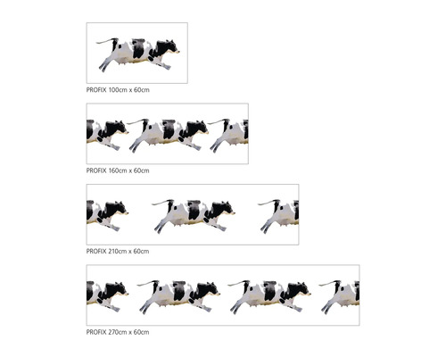 Différentes tailles du sticker mural Profix vache