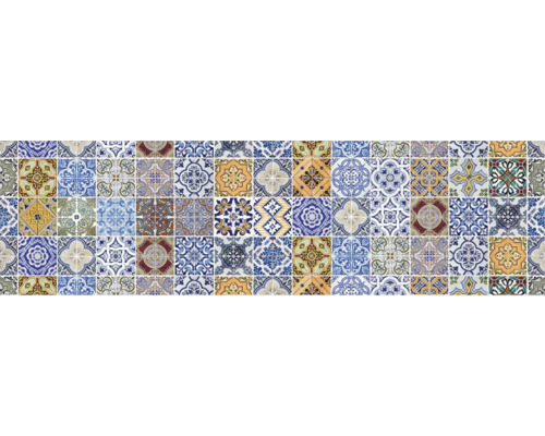 Küchenrückwand mySpotti Profix Pablo Fliese 210 x 60 cm PX-21060-852-HB Muster von quadratischen Wandfliesen mit verschiedenen Motiven