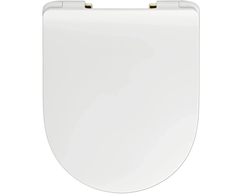 Abattant WC REIKA MITO blanc charnières or poli avec frein de chute automatique et Quick&Clean pour Jungborn Donella, Jungborn Two, Laufen Pro, Villeroy & Boch O.novo Abattant de WC en plastique