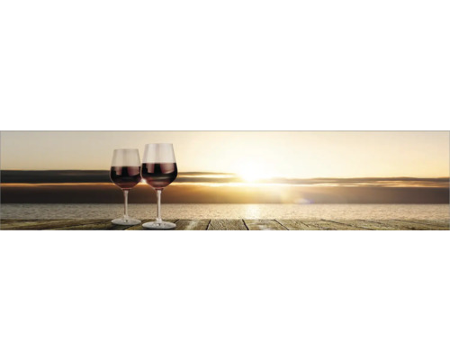 Crédence de cuisine mySpotti Profix Feierabend coucher de soleil verres 270 x 60 cm PX-27060-1887-HB